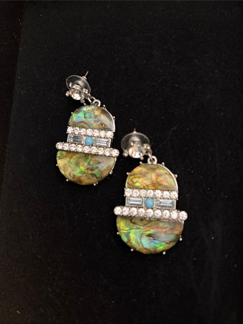 Abalone Shell Drop Earrings with Turquoise Accent - Women Jewelry